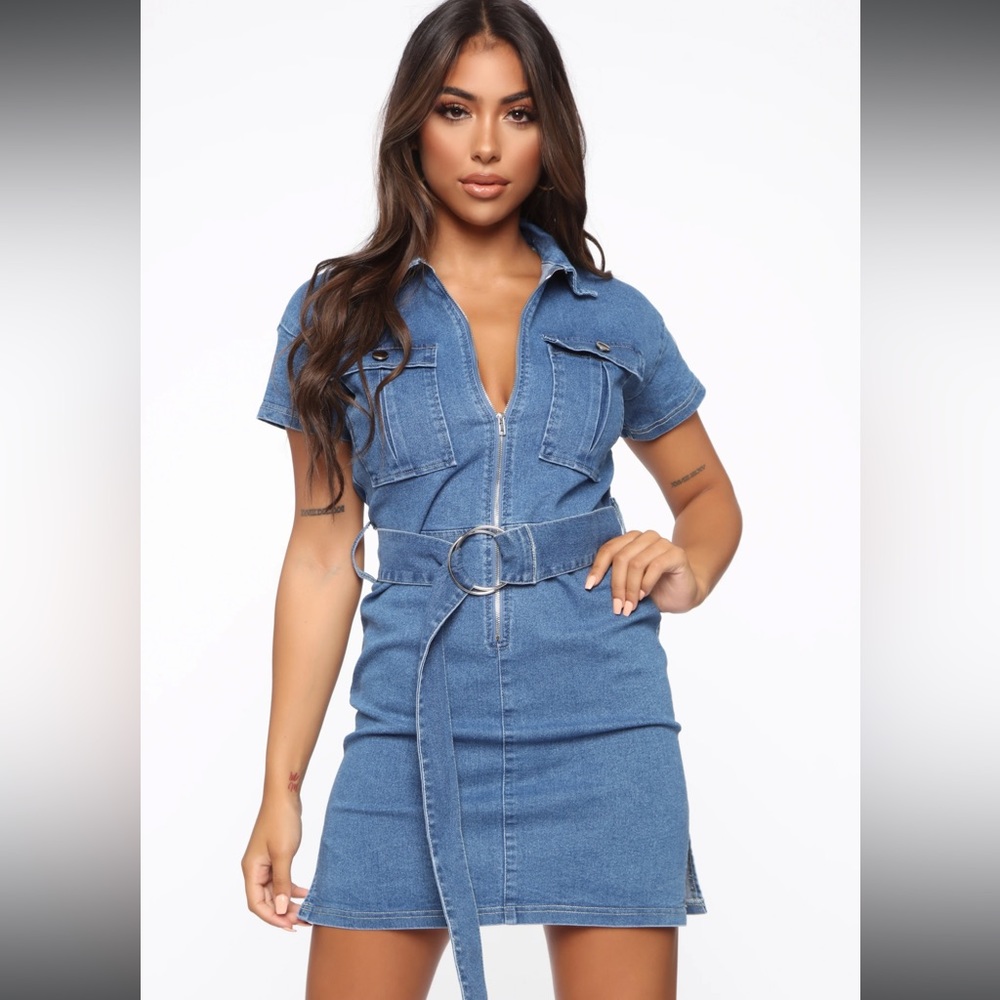 Never Settle Denim-Mini Dress